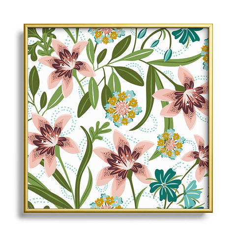 Heather Dutton Brise de Jardin White Blush Square Metal Framed Art Print