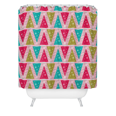 Heather Dutton Christmas Tree Trimming Party Shower Curtain