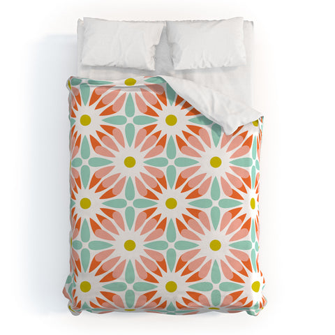 Heather Dutton Crazy Daisy Sorbet Duvet Cover