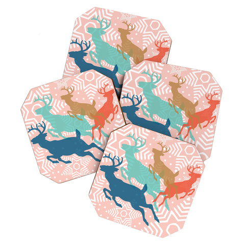 Heather Dutton Dashing Through The Snow Serene Coaster Set