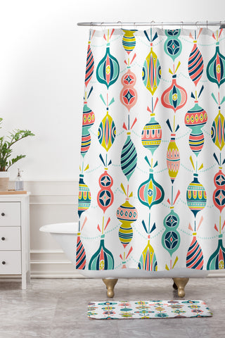 Heather Dutton Decorated White Shower Curtain And Mat