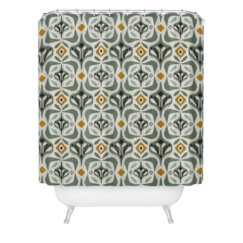 Heather Dutton Eastlyn Ivory Green Shower Curtain