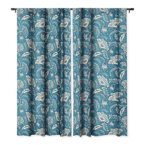 Heather Dutton Farida Blue Ivory Blackout Window Curtain