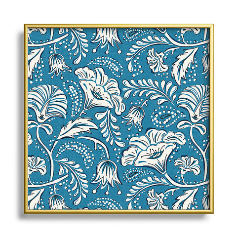 Heather Dutton Farida Blue Ivory Square Metal Framed Art Print