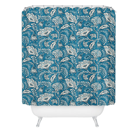 Heather Dutton Farida Blue Ivory Shower Curtain