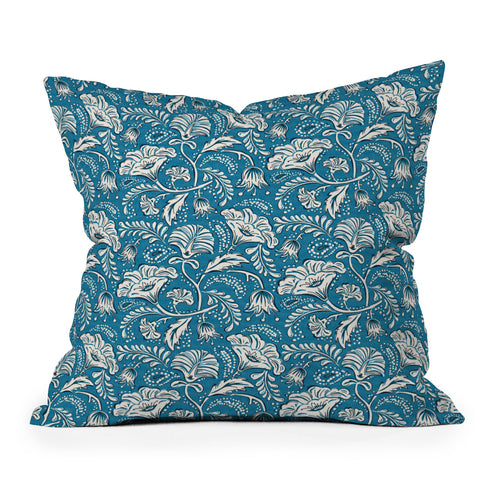Heather Dutton Farida Blue Ivory Outdoor Throw Pillow