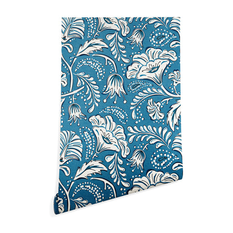 Heather Dutton Farida Blue Ivory Wallpaper