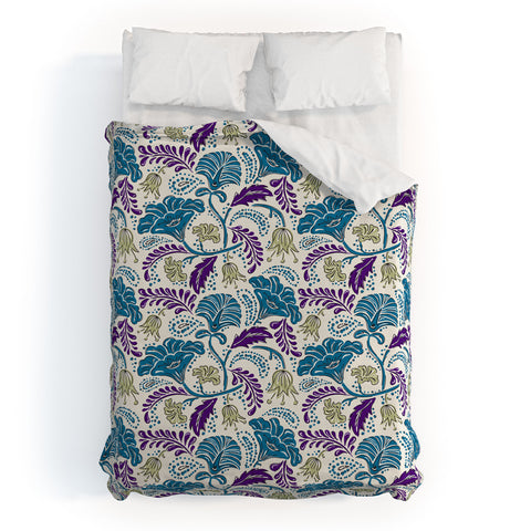 Heather Dutton Farida Ivory Blue Duvet Cover
