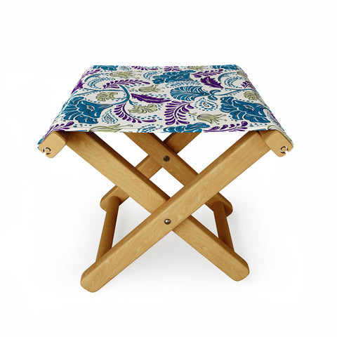 Heather Dutton Farida Ivory Blue Folding Stool
