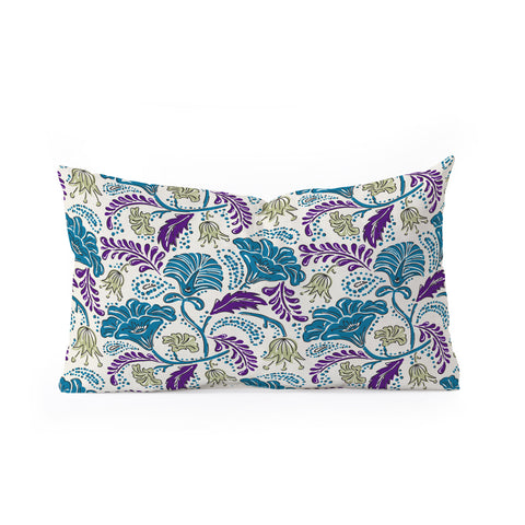 Heather Dutton Farida Ivory Blue Oblong Throw Pillow