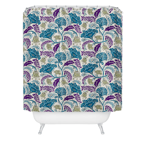 Heather Dutton Farida Ivory Blue Shower Curtain