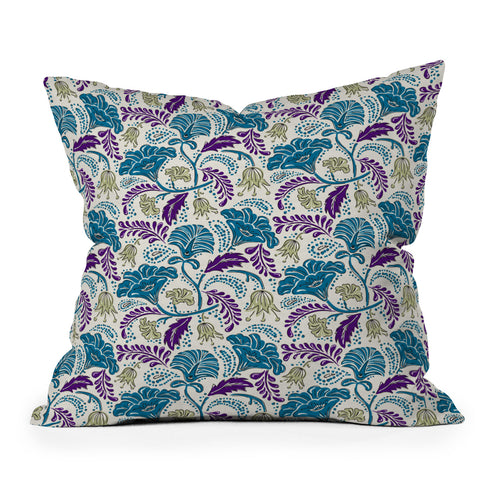 Heather Dutton Farida Ivory Blue Outdoor Throw Pillow