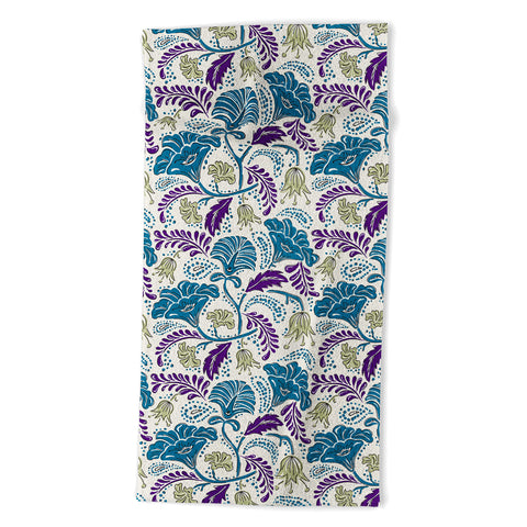 Heather Dutton Farida Ivory Blue Beach Towel