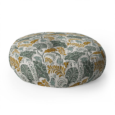 Heather Dutton Farida Ivory Green Floor Pillow Round