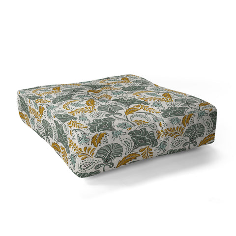 Heather Dutton Farida Ivory Green Floor Pillow Square