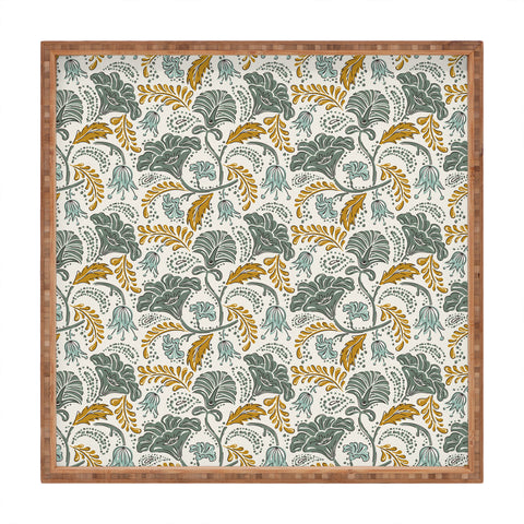 Heather Dutton Farida Ivory Green Square Tray