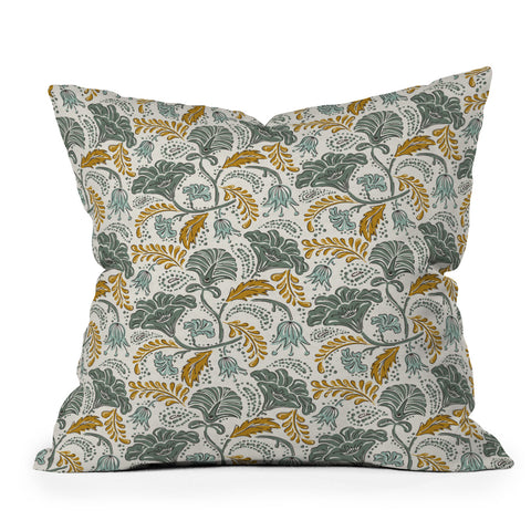 Heather Dutton Farida Ivory Green Throw Pillow
