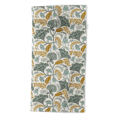 Heather Dutton Farida Ivory Green Beach Towel