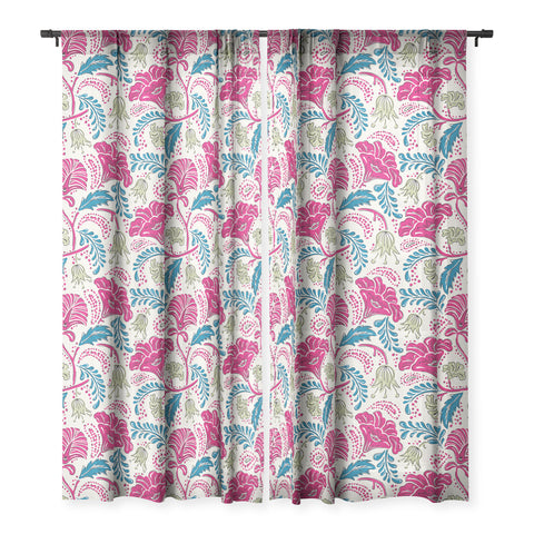 Heather Dutton Farida Ivory Pink Sheer Window Curtain