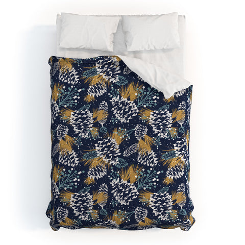 Heather Dutton Festive Forest Navy Duvet Cover