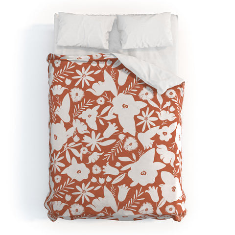 Heather Dutton Finley Floral Terra Cotta Duvet Cover