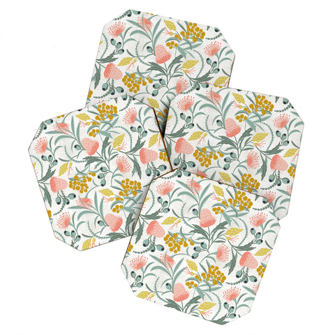 Heather Dutton Flora Australis White Coaster Set