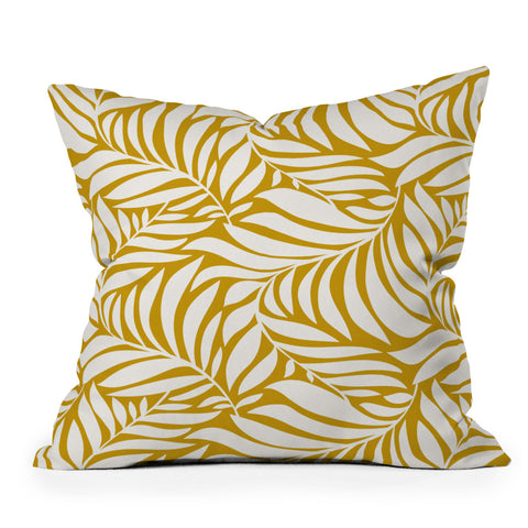 Heather Dutton Flowing Leaves Goldenrod Outdoor Throw Pillow