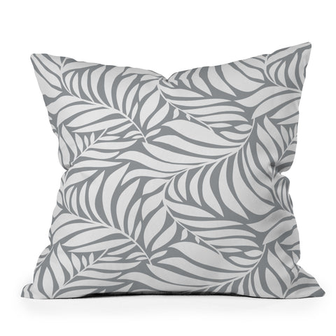 Heather Dutton Flowing Leaves Gray Outdoor Throw Pillow