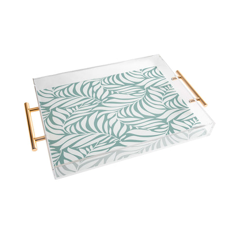 Heather Dutton Flowing Leaves Seafoam Acrylic Tray