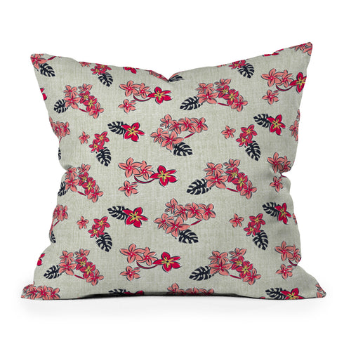 Heather Dutton Frangipani Pink Punch Outdoor Throw Pillow
