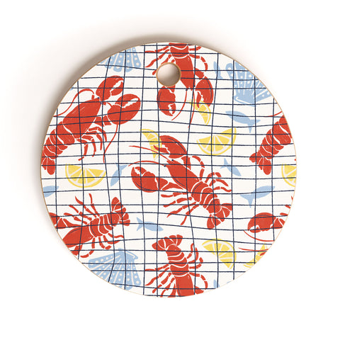 Heather Dutton Fresh Catch Summer Lobster Cutting Board Round