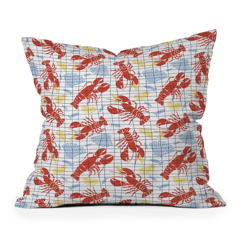 Heather Dutton Fresh Catch Summer Lobster Outdoor Throw Pillow