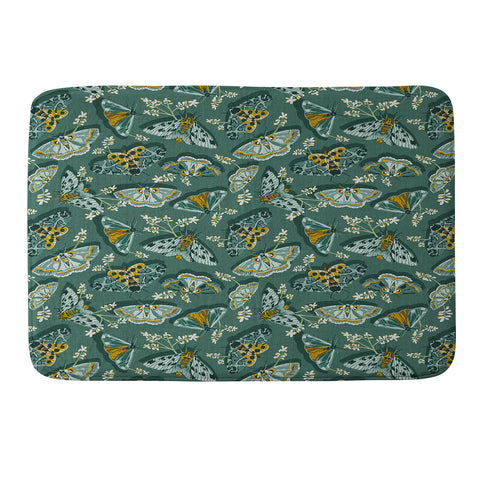 Heather Dutton Gathering Moths Green Memory Foam Bath Mat