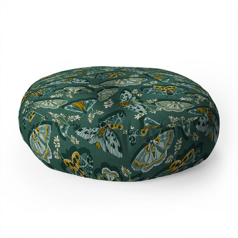 Heather Dutton Gathering Moths Green Floor Pillow Round