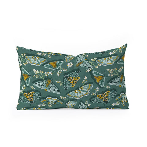 Heather Dutton Gathering Moths Green Oblong Throw Pillow