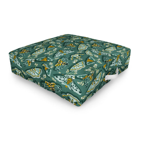 Heather Dutton Gathering Moths Green Outdoor Floor Cushion
