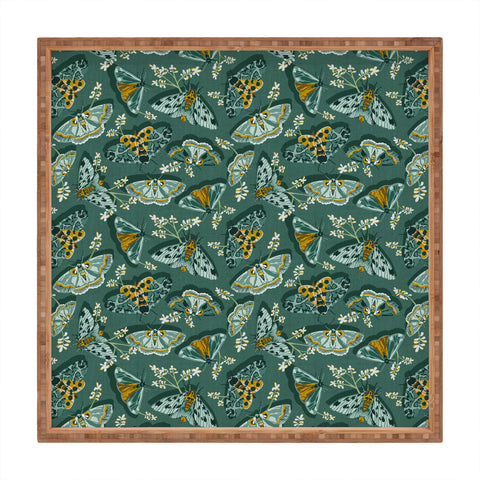 Heather Dutton Gathering Moths Green Square Tray