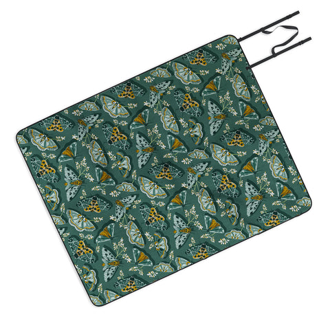 Heather Dutton Gathering Moths Green Picnic Blanket