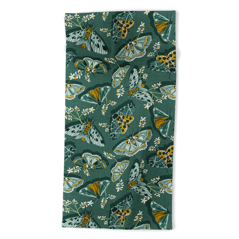 Heather Dutton Gathering Moths Green Beach Towel