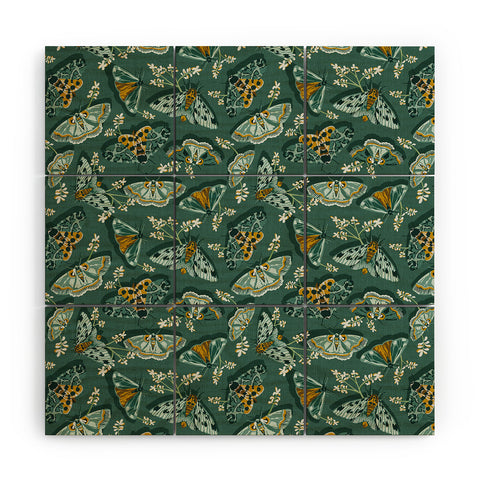 Heather Dutton Gathering Moths Green Wood Wall Mural