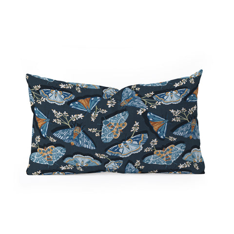 Heather Dutton Gathering Moths Midnight Oblong Throw Pillow