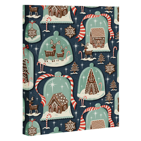 Heather Dutton Gingerbread Village Blue Art Canvas