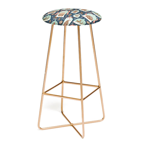 Heather Dutton Gingerbread Village Blue Bar Stool