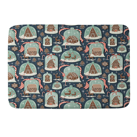 Heather Dutton Gingerbread Village Blue Memory Foam Bath Mat