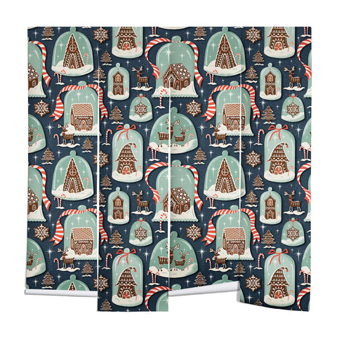 Heather Dutton Gingerbread Village Blue Wall Mural