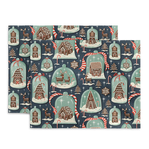 Heather Dutton Gingerbread Village Blue Placemat