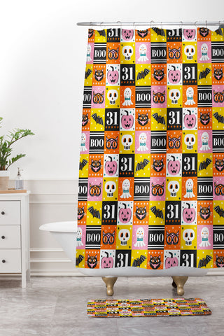 Heather Dutton Halloween Block Party Shower Curtain And Mat