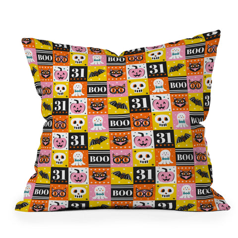 Heather Dutton Halloween Block Party Throw Pillow