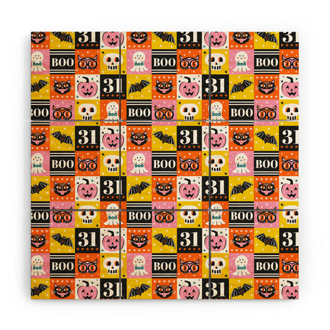 Heather Dutton Halloween Block Party Wood Wall Mural