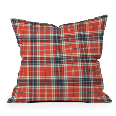 Heather Dutton Headmaster Plaid Red Outdoor Throw Pillow